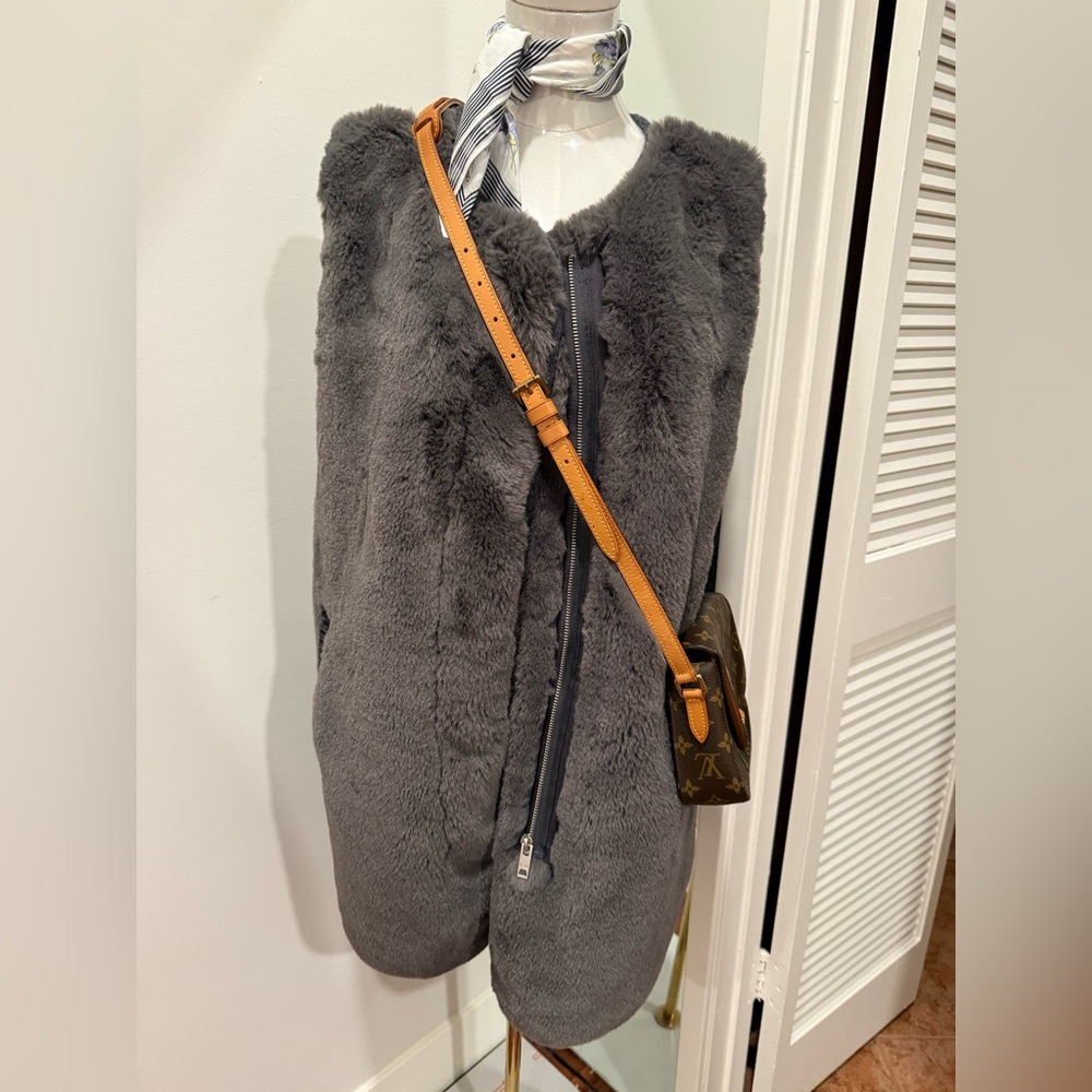 Gray Faux Fur long Vest
